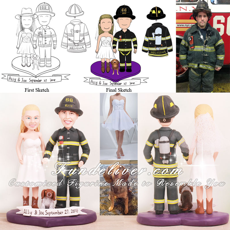 Firefighter Wedding Cake Toppers